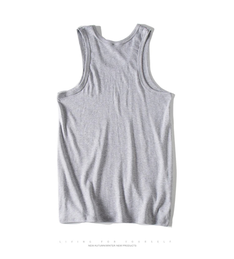 Gray cotton sleeveless tank Back View – The Crew