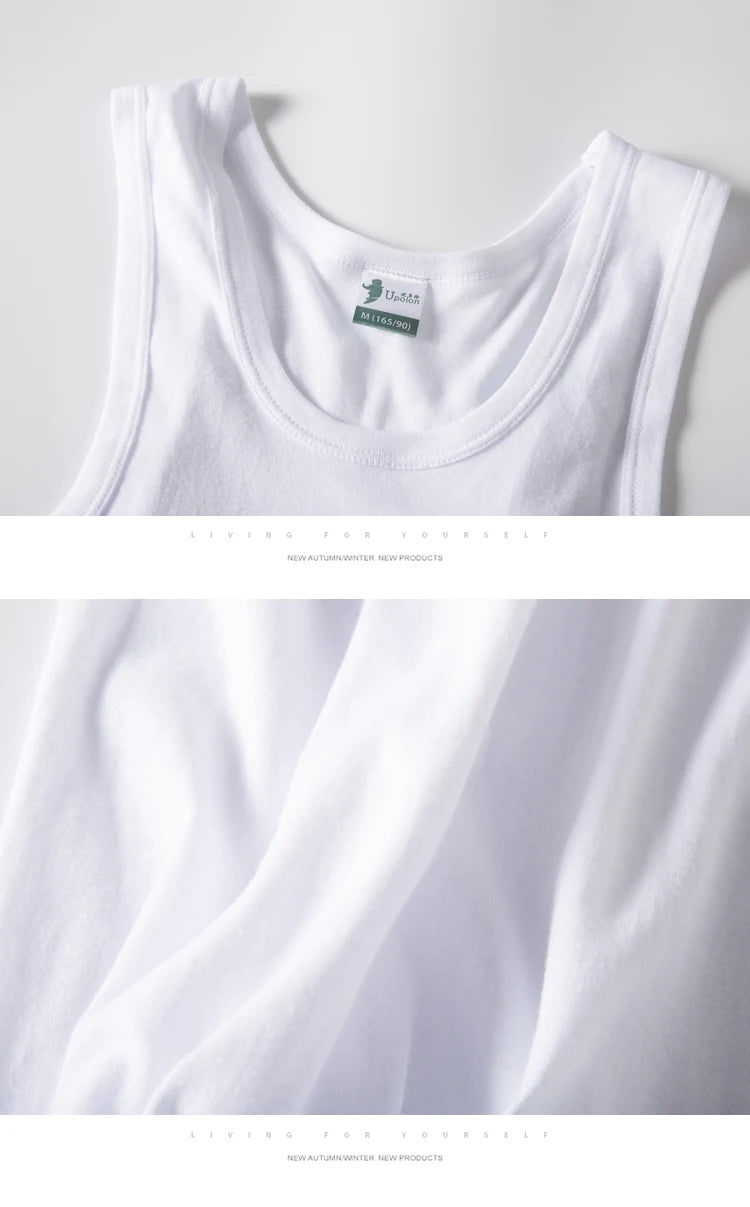 White cotton tank top front detail – The Crew