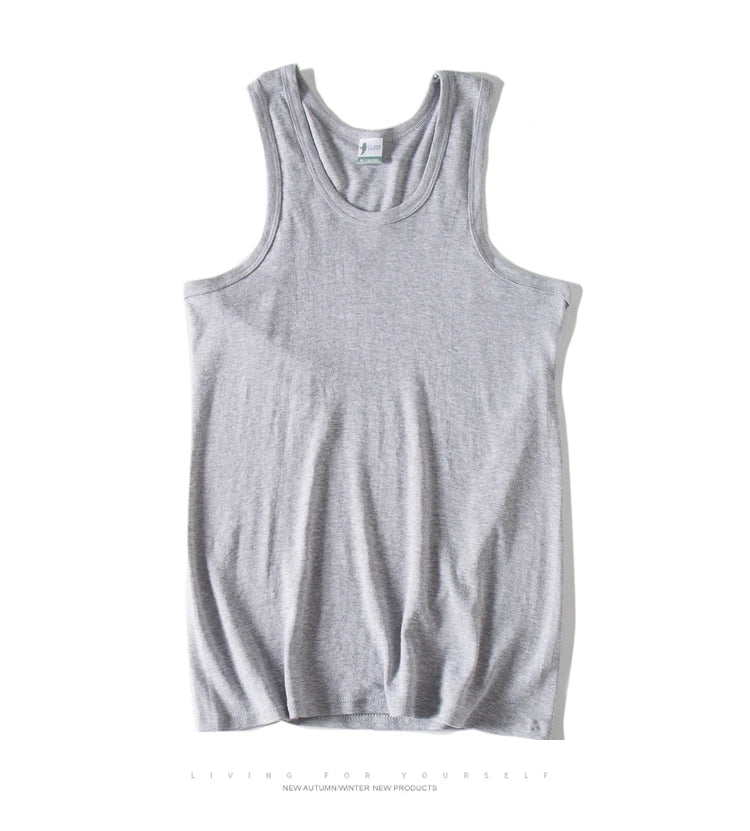 Gray cotton sleeveless tank front – The Crew