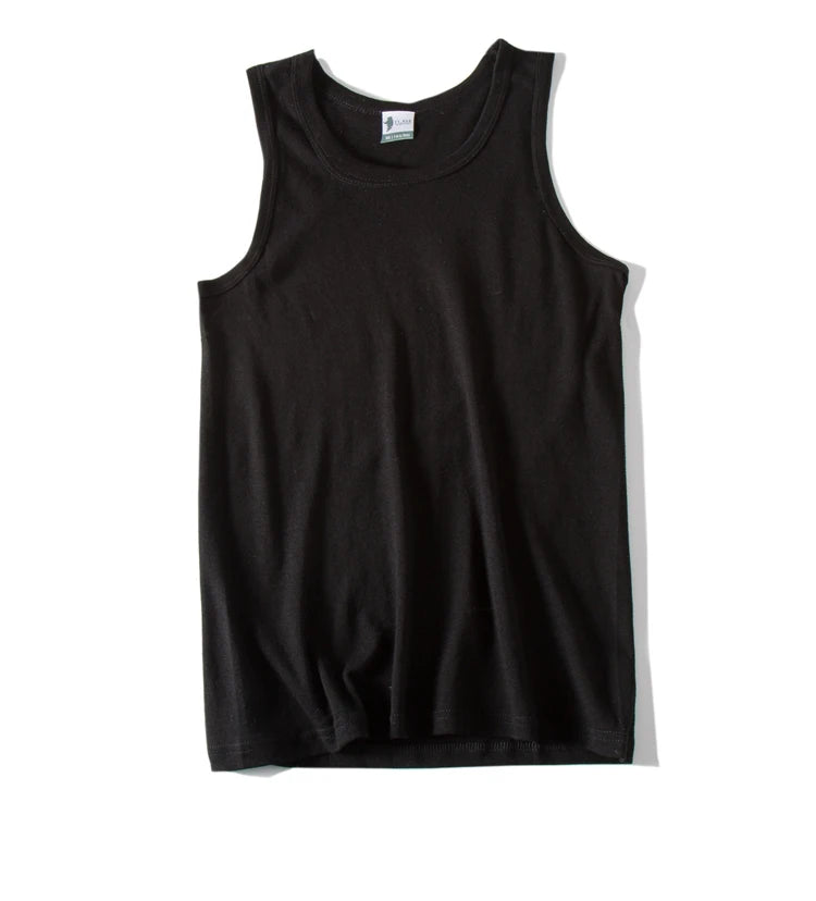 Black cotton sleeveless tank top front View – The Crew