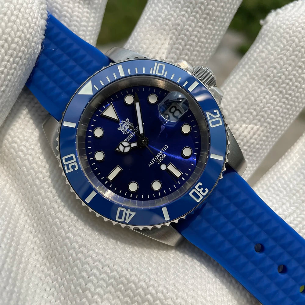STEELDIVE SD1953 blue dial rubber strap wrist – The Crew