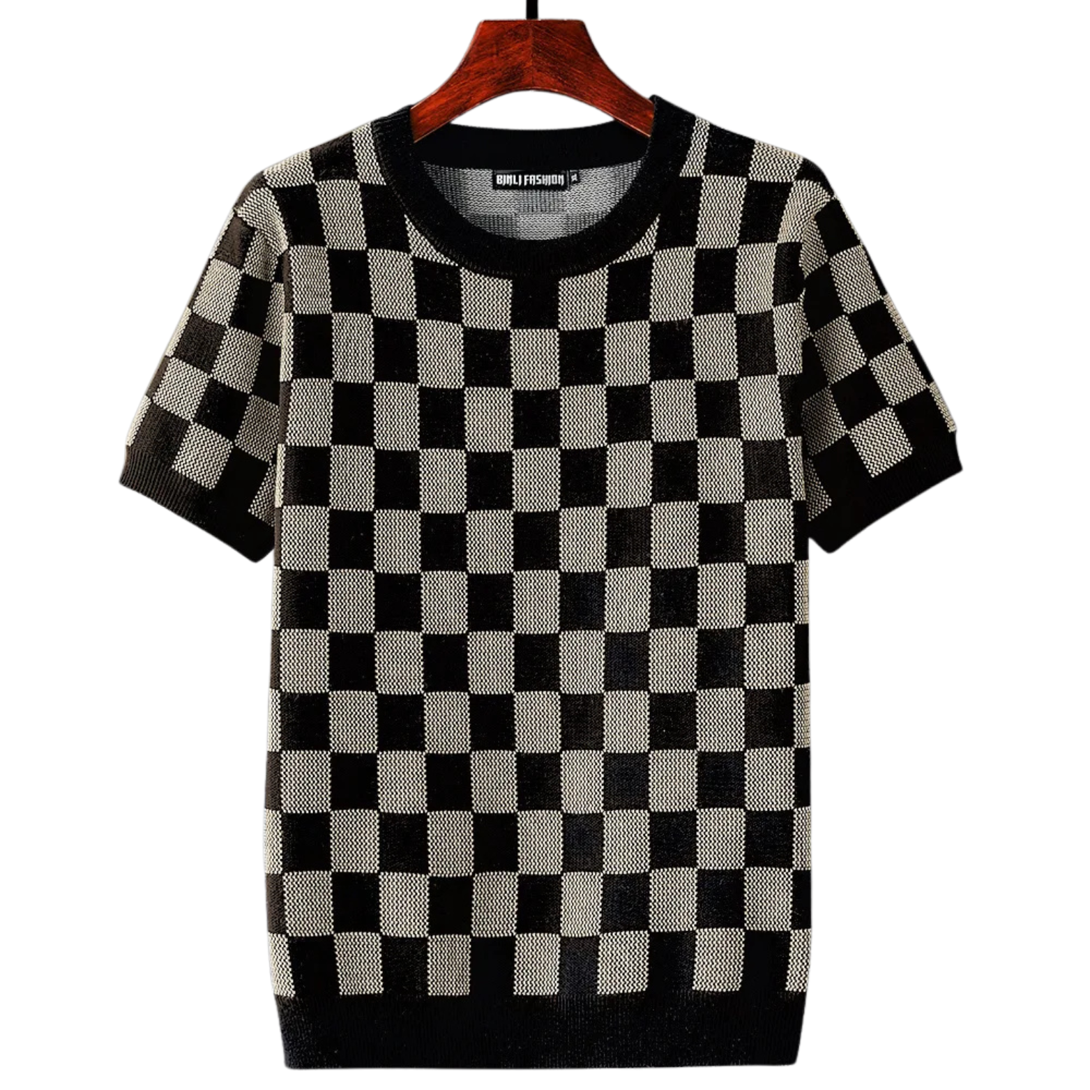 Black Gray Geometric Knit T-Shirt Sweater – The Crew