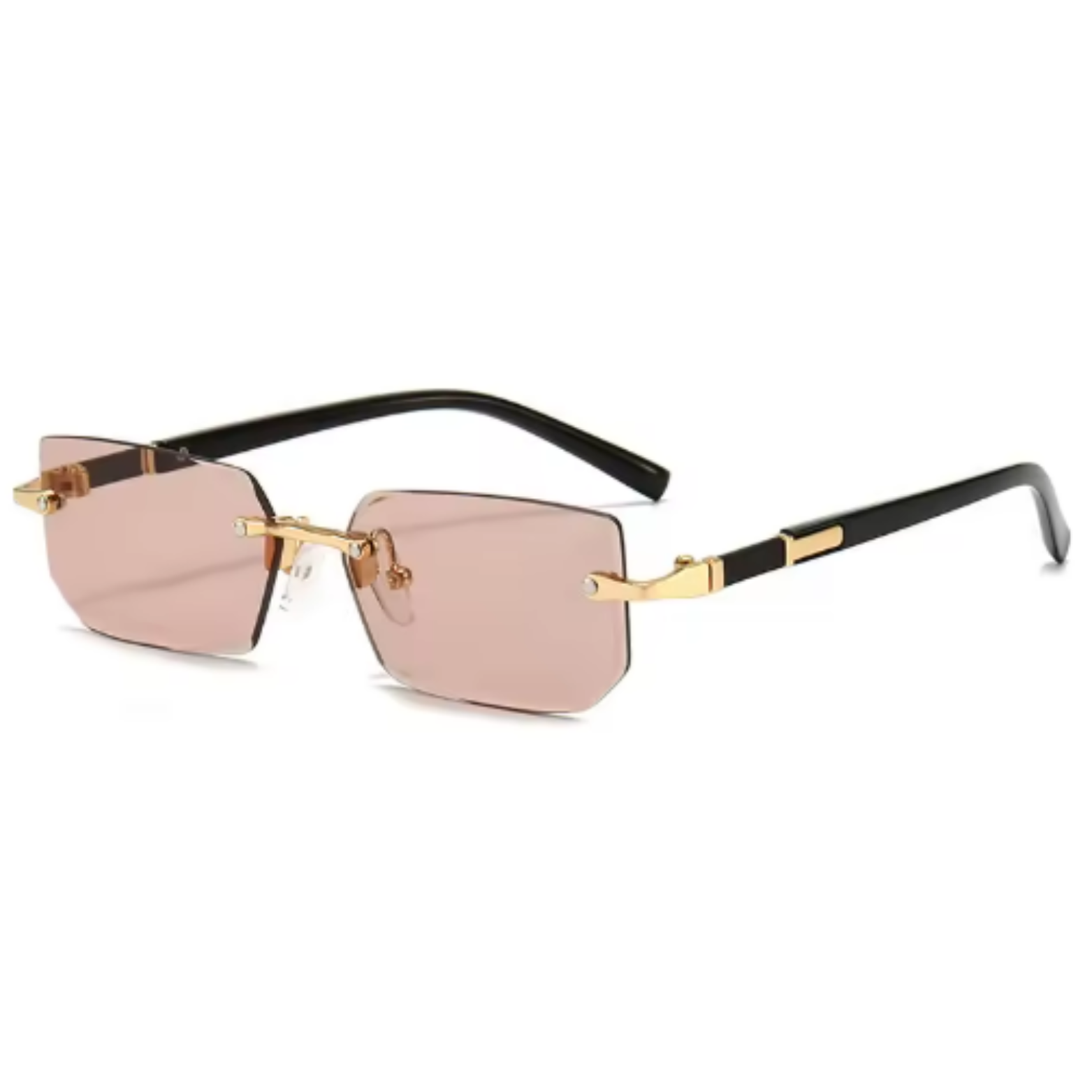Men’s Rimless Square Sunglasses Light Brown Lens – The Crew