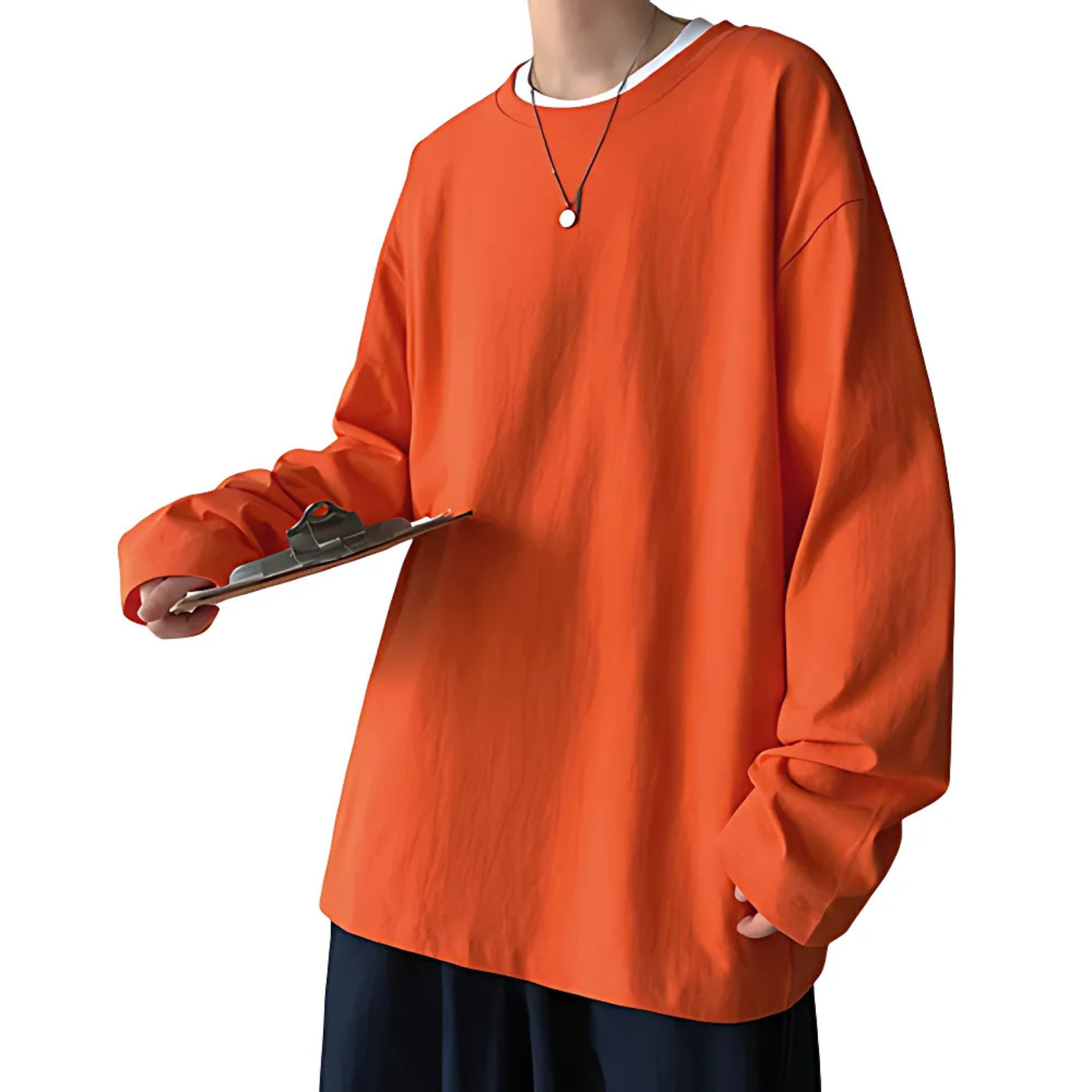 Orange oversized cotton t-shirt casual look – The Crew