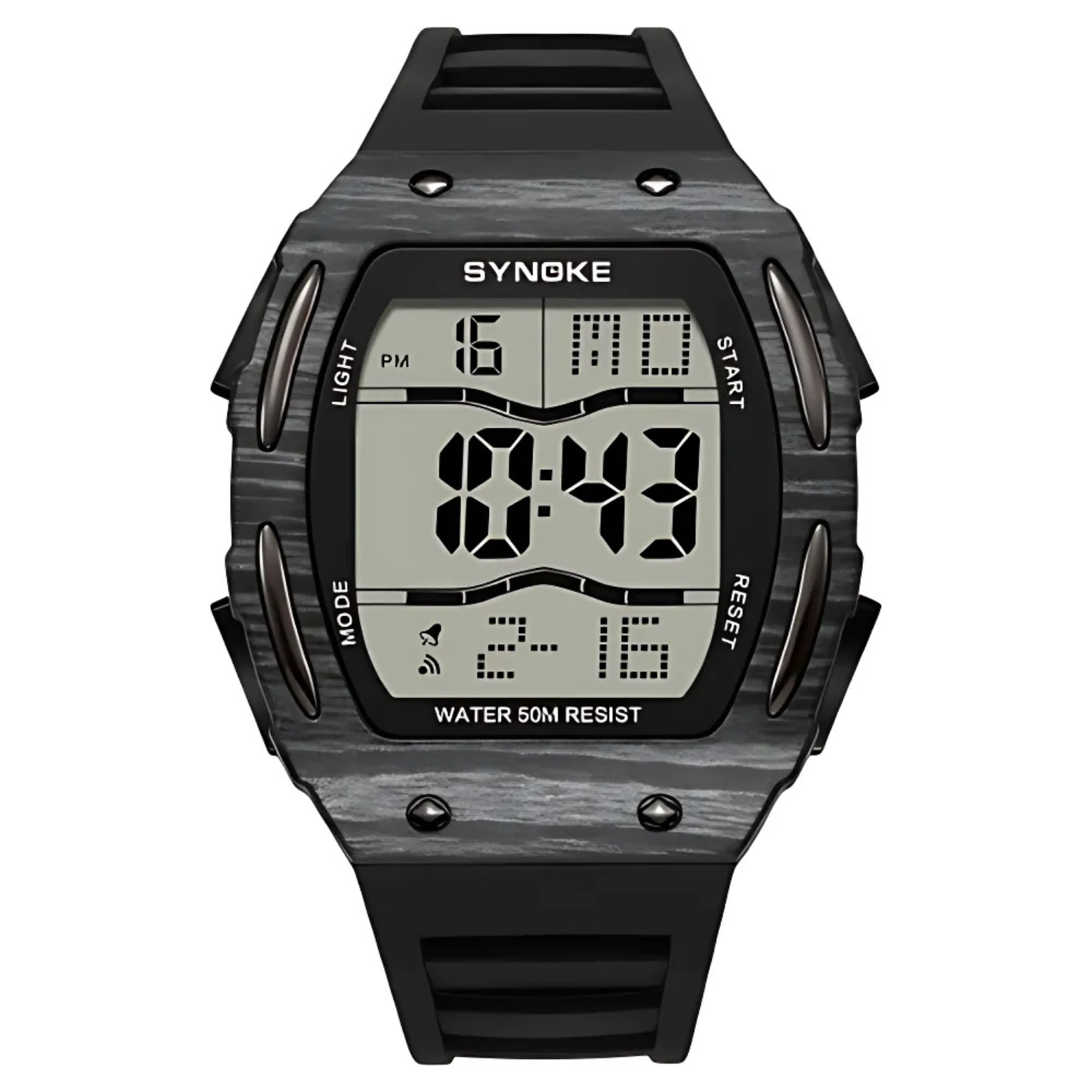 SYNOKE Digital Sports Watch Black Strap Front View – The Crew