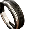 Braided leather and stainless steel bracelet close-up – The Crew