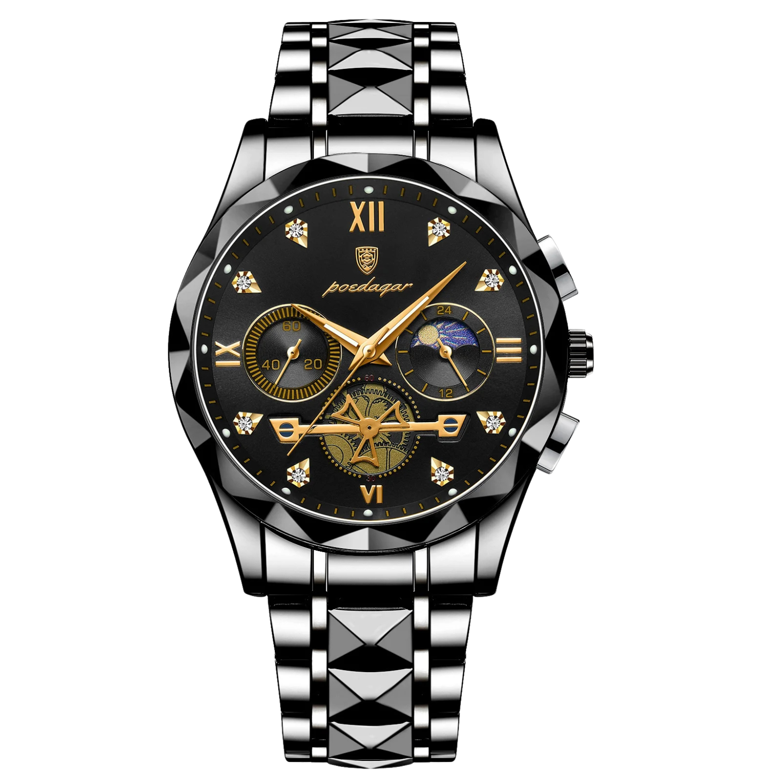 POEDAGAR 996 Chronograph Black Gold Dial – The Crew