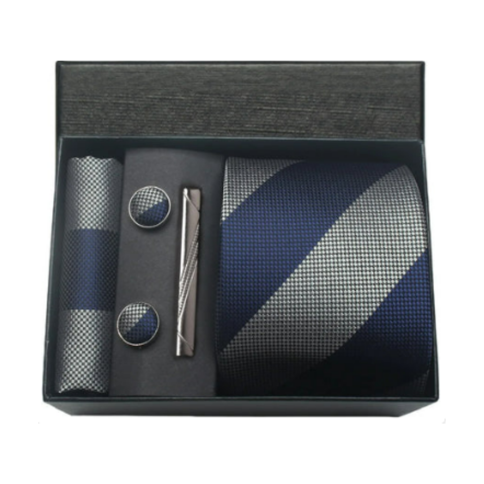 Men’s 100% Silk Tie Set with Cufflinks & Gift Box