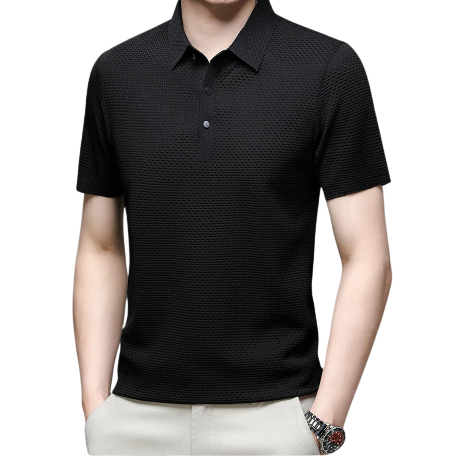 Men wearing black polo shirt – The Crew