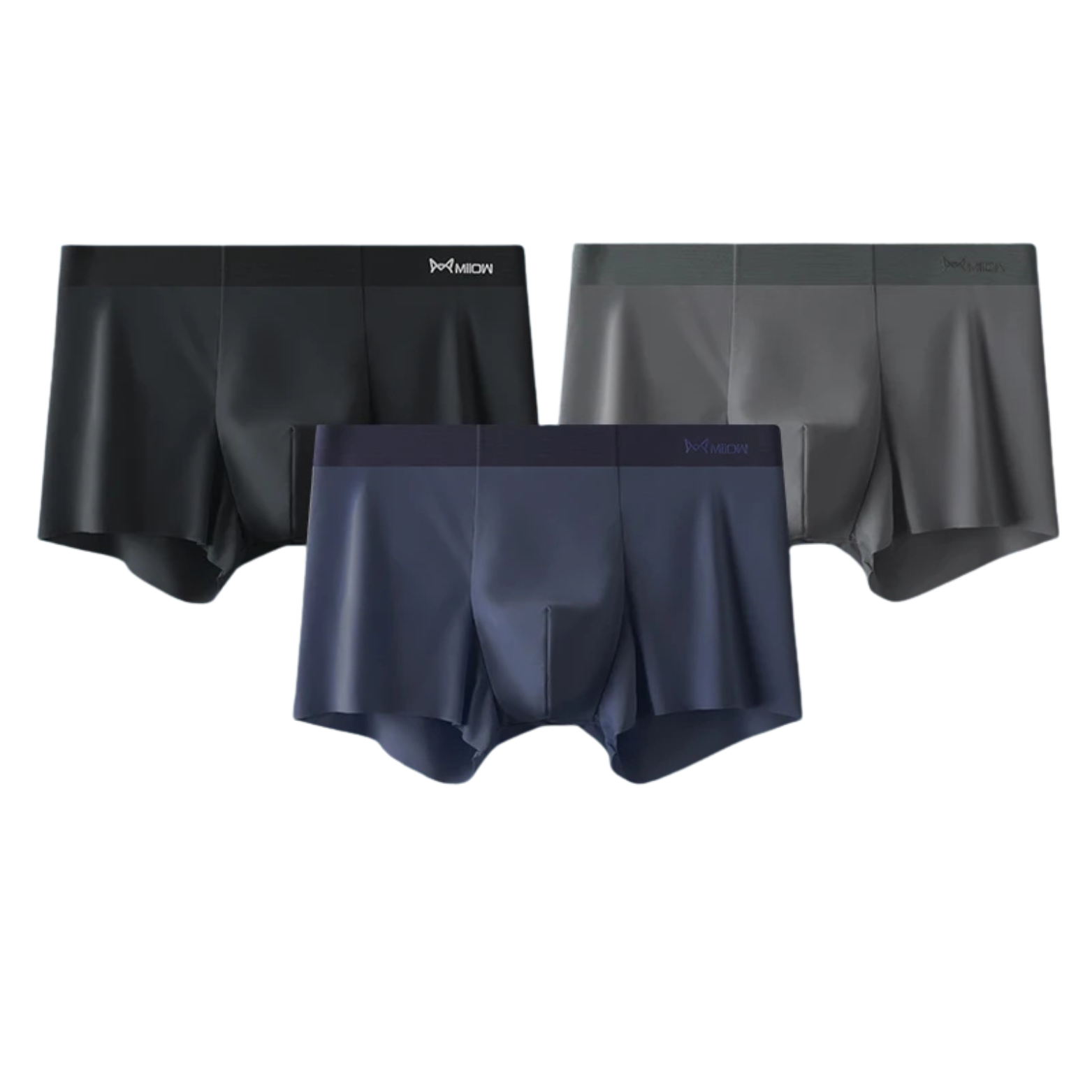 Men’s Ice Silk Boxers Black Navy Front View – The Crew