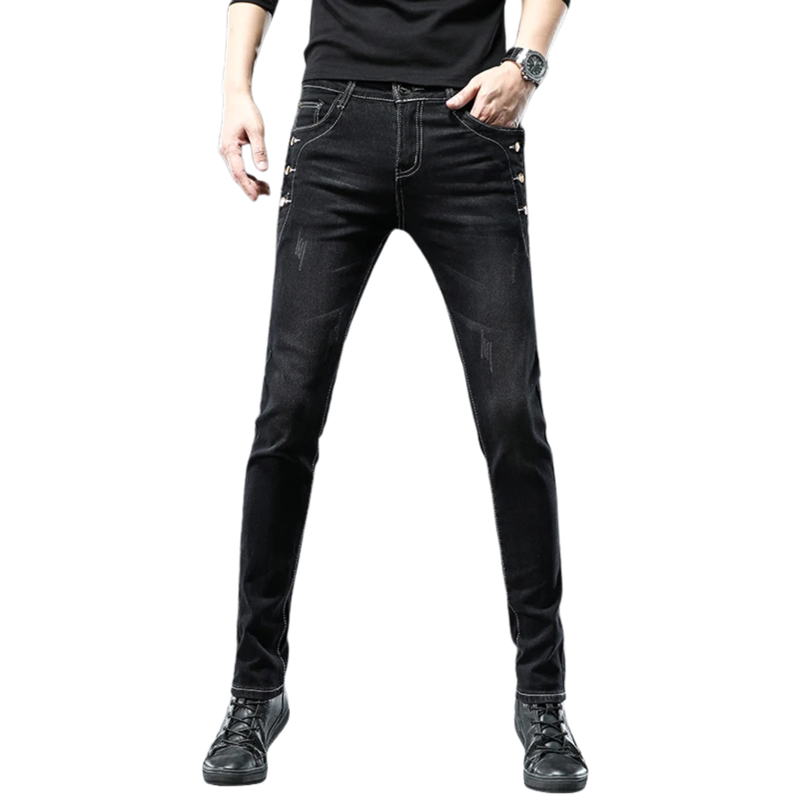 Men slim skinny jeans casual standing pose – The Crew