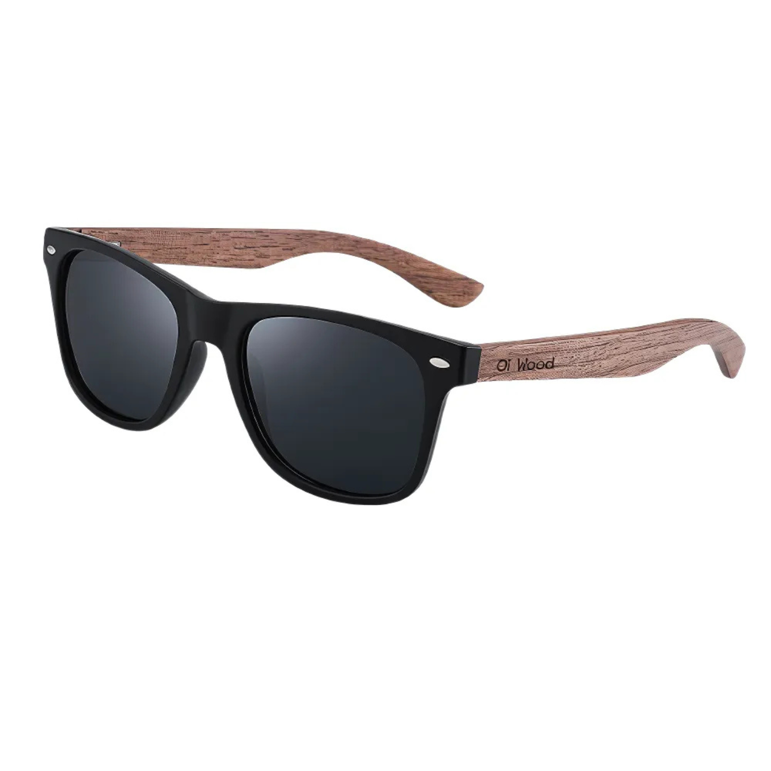 Men’s Polarized Wooden Sunglasses Black Lens – The Crew