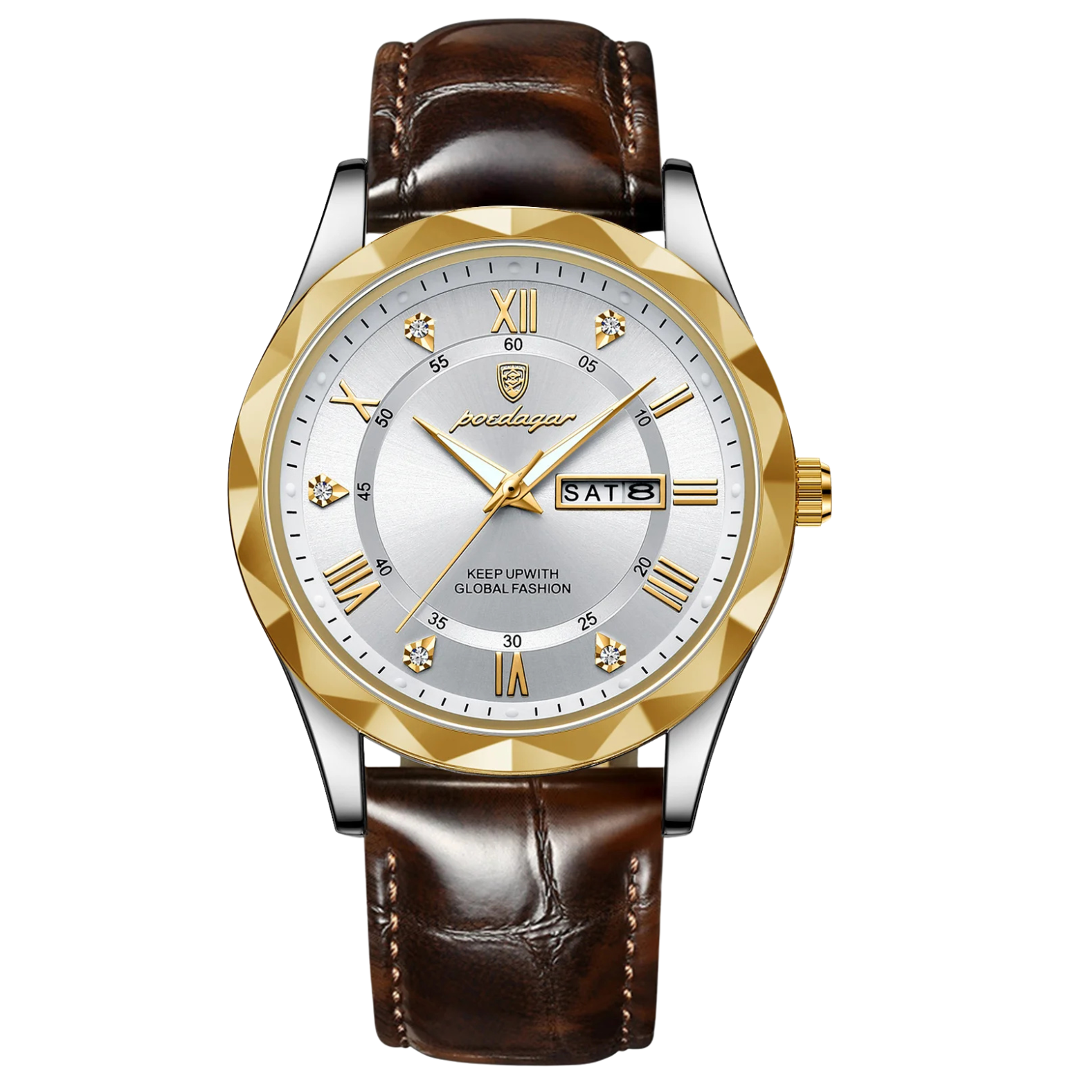 POEDAGAR 615 Luxury Executive Watch White Dial Leather – The Crew