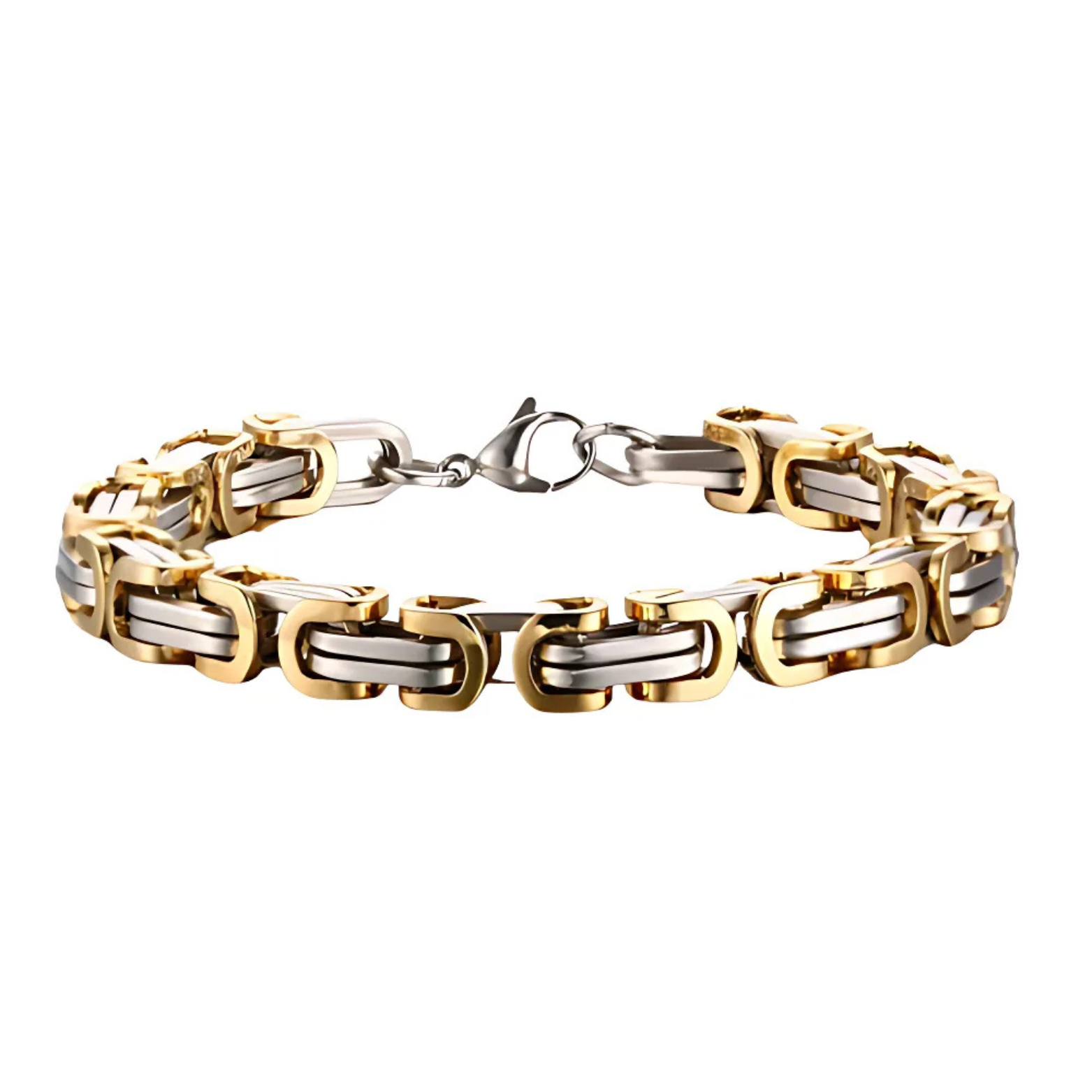 Gold biker stainless steel bracelet front – The Crew