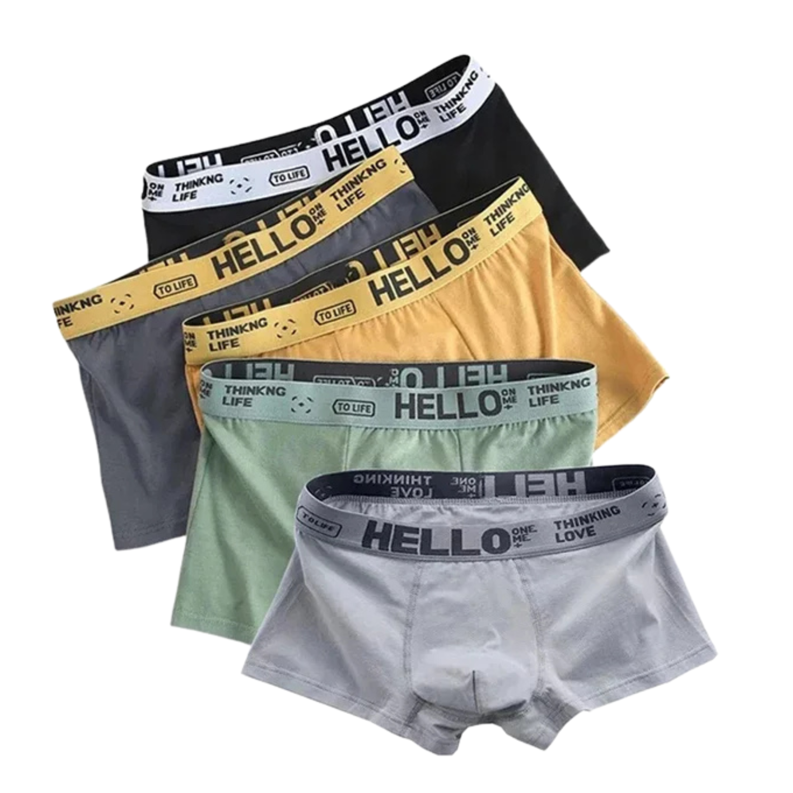 Men’s Boxer Briefs 5 Pack Black Gray Yellow Green – The Crew