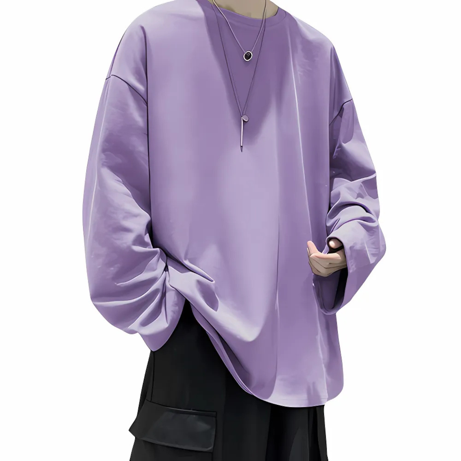 Lavender oversized cotton t-shirt lifestyle – The Crew