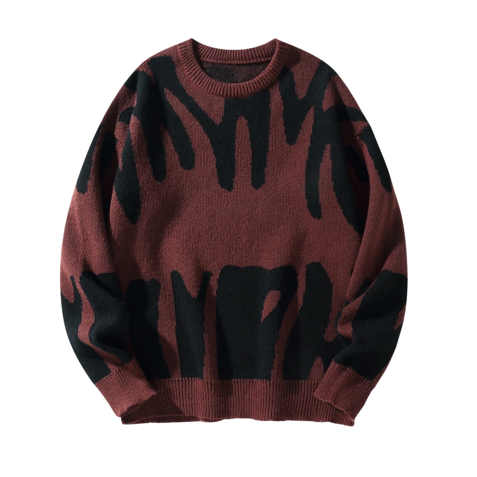 Burgundy Men’s Jacquard Knit Sweater – The Crew