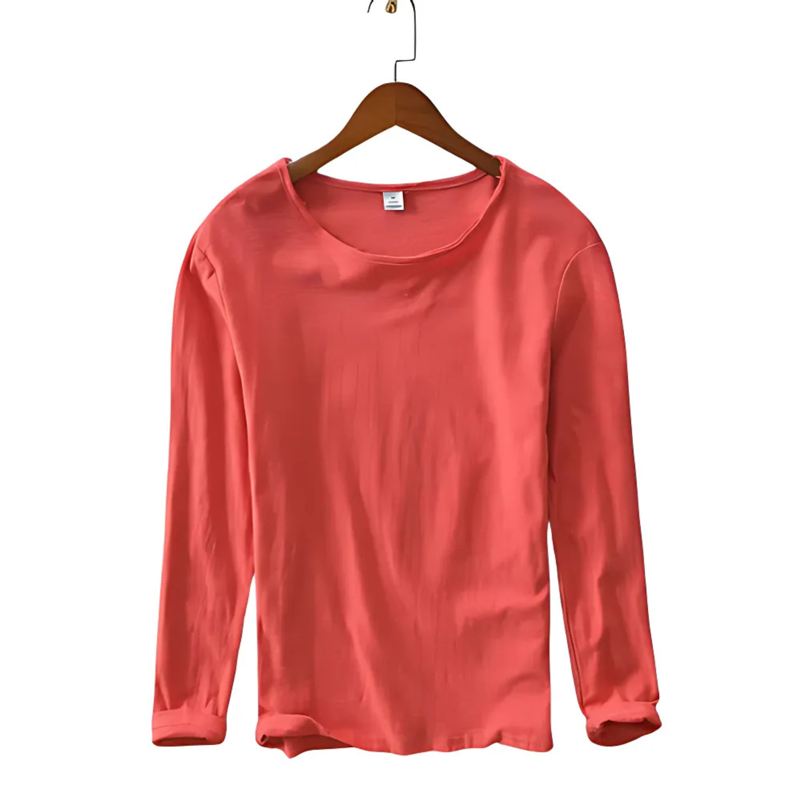 Coral red cotton long sleeve T-shirt – The Crew