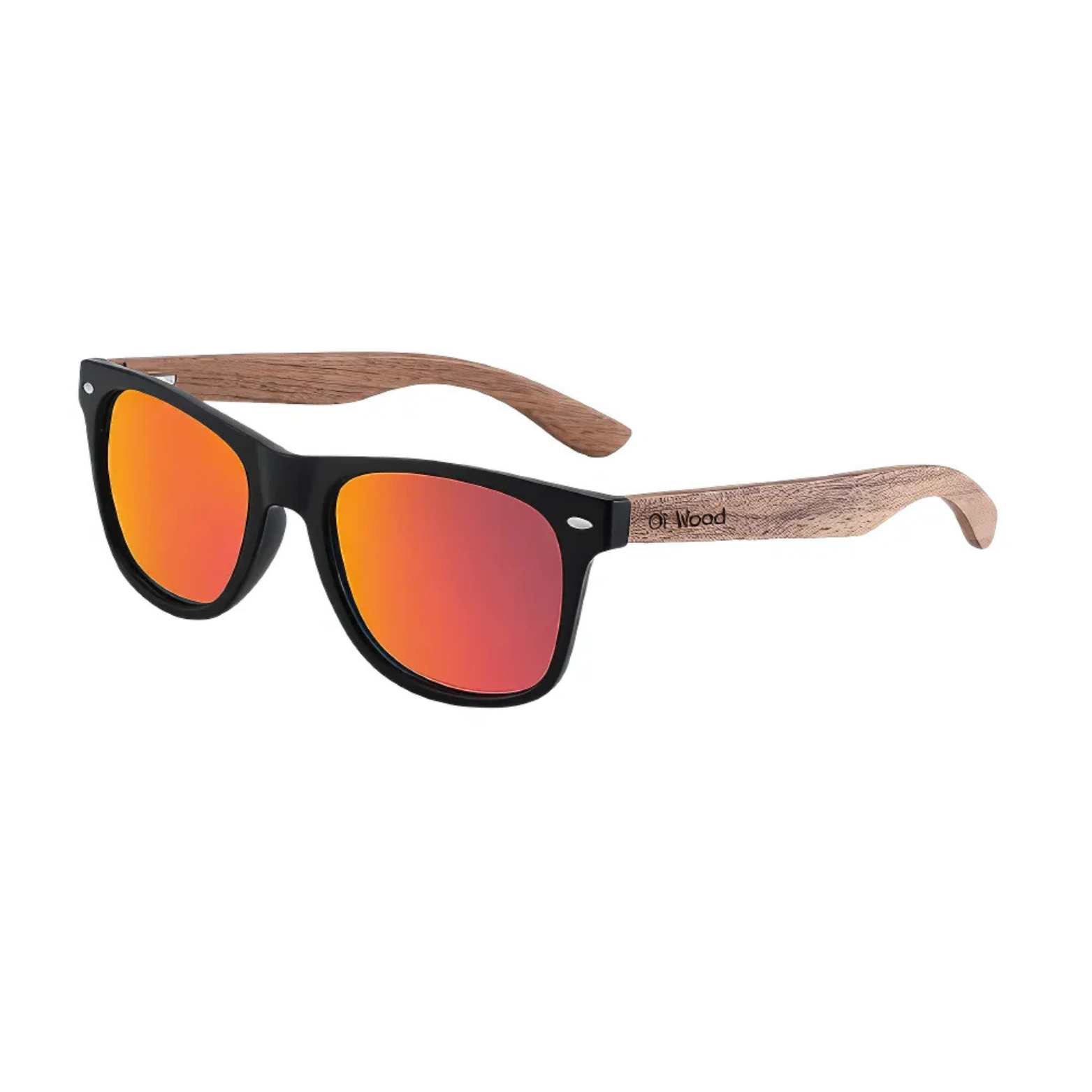 Men’s Polarized Wooden Sunglasses Red Mirror Lens – The Crew