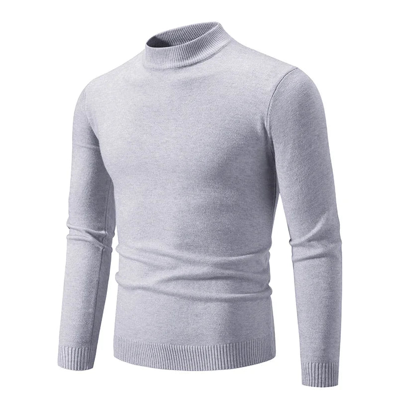 Light Grey Men’s Cozy Mock Neck Sweater – The Crew