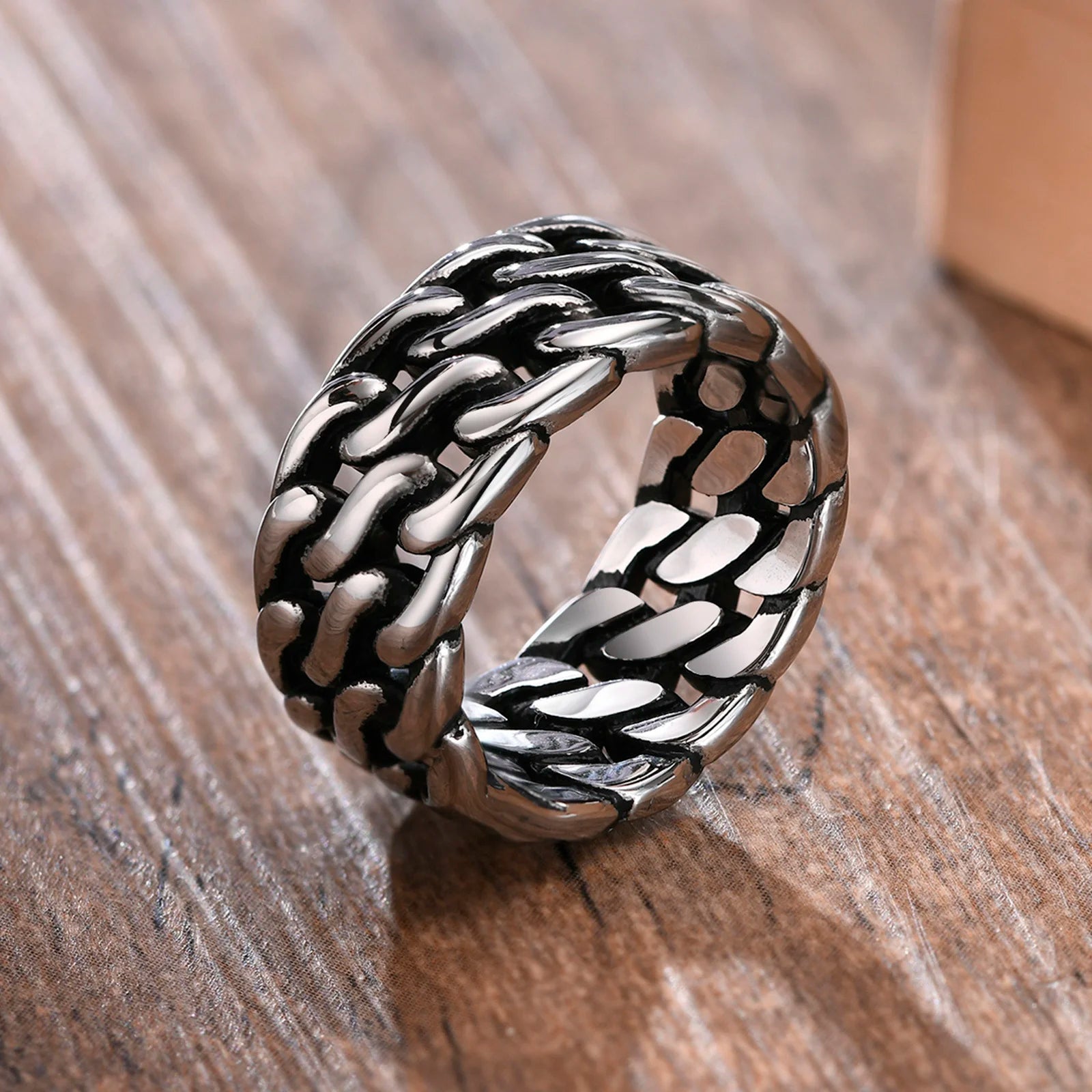 Men's Obsidian Cuban Double Link Ring