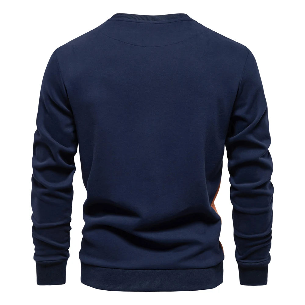 Navy blue casual sweatshirt back view men – The Crew