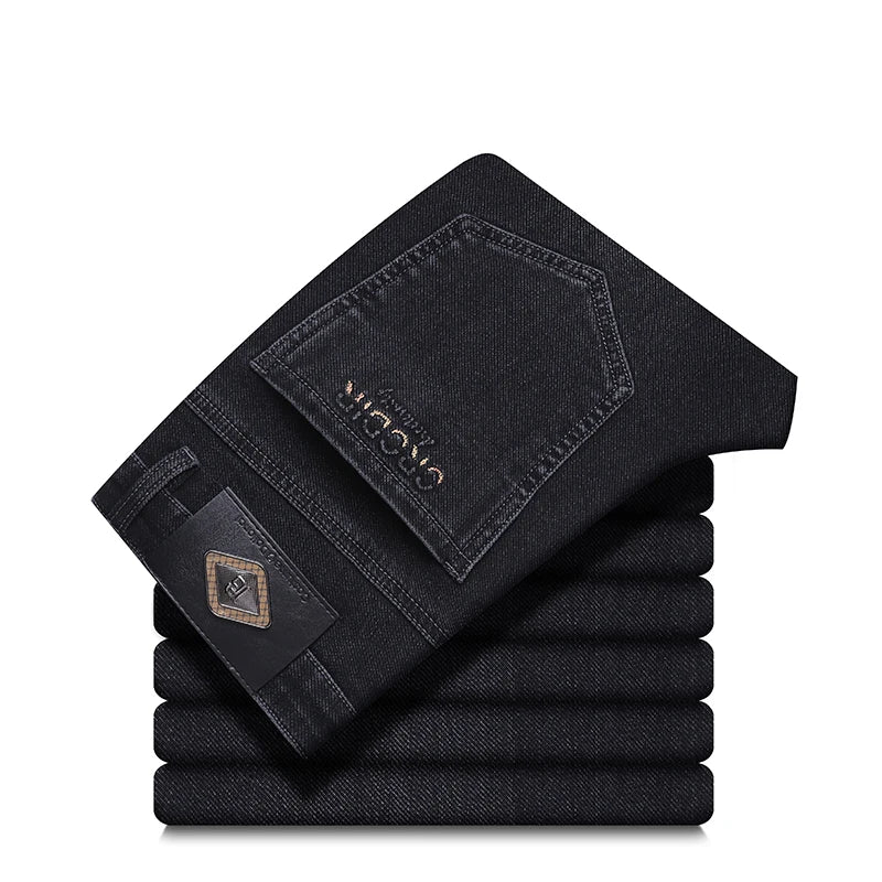 Men stretch straight jeans folded stack premium denim – The Crew