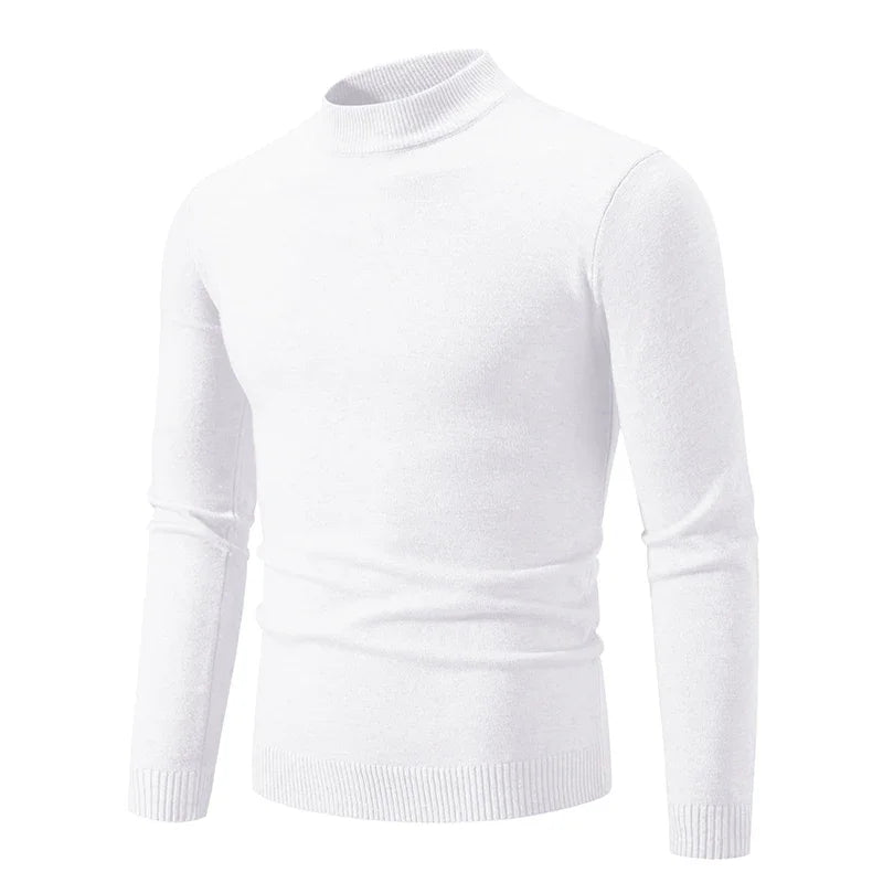 White Men’s Cozy Mock Neck Sweater – The Crew