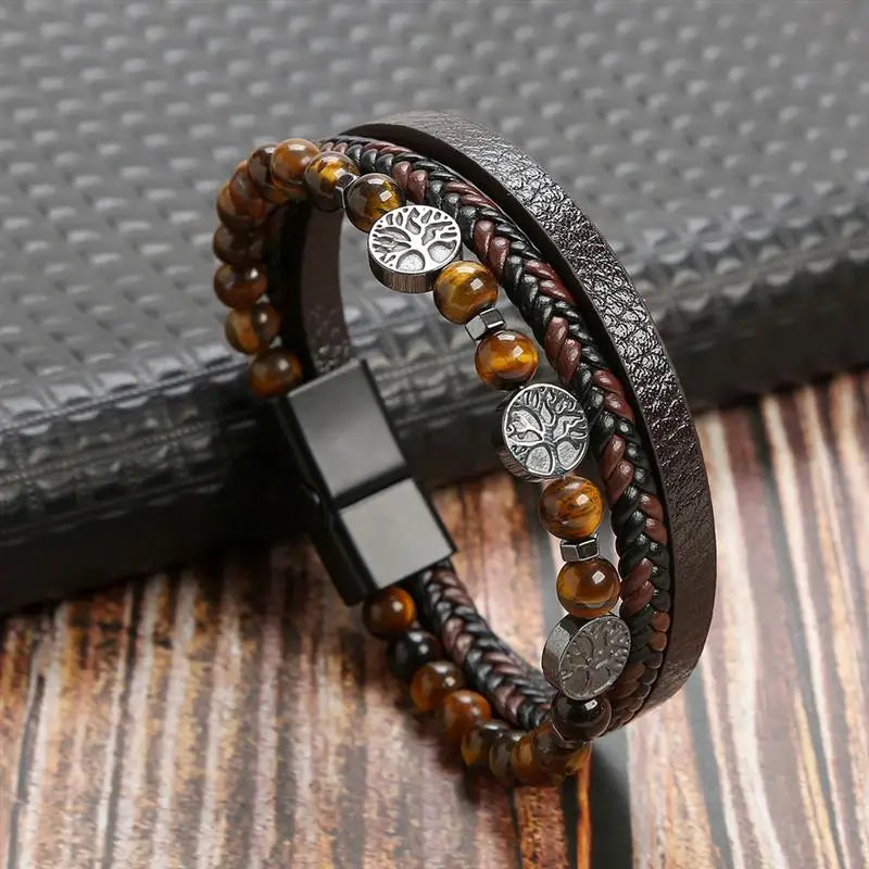 Classic Woven Leather Bracelet – Stylish & Durable – The Crew