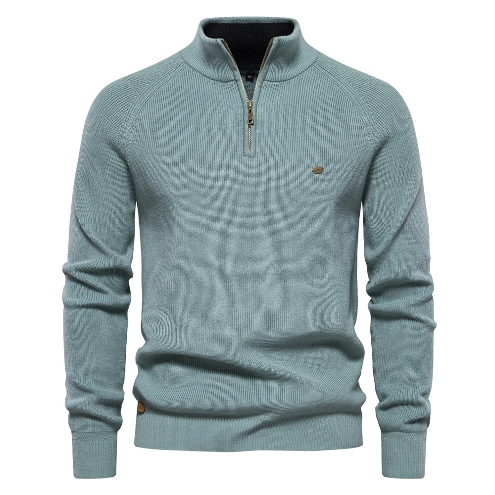 Men’s Teal Cotton Zip Up Cardigan – The Crew