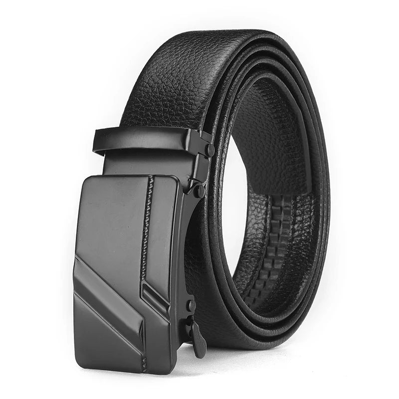 Men’s Black PU Leather Belt Automatic Buckle – The Crew
