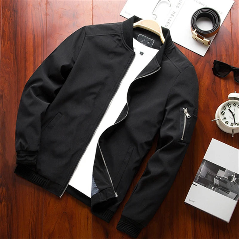 Black Bomber Jacket Flat Lay Men – The Crew