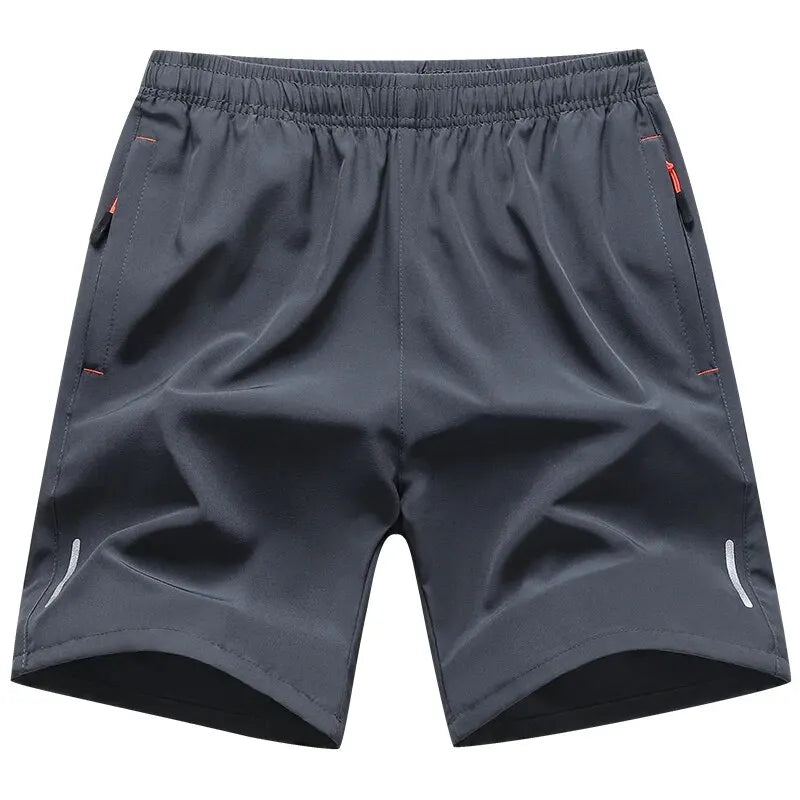 Gray breathable sports shorts men front – The Crew