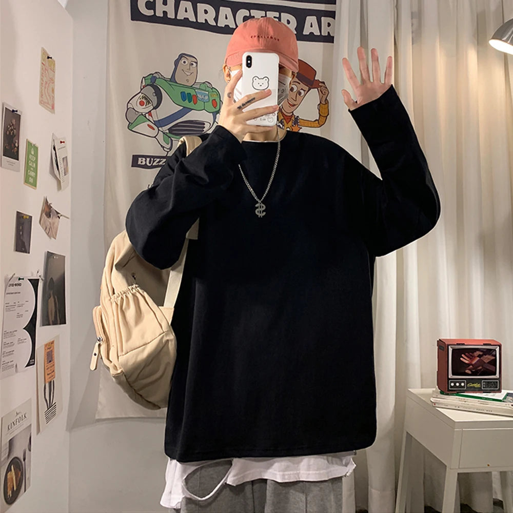 Black oversized cotton t-shirt urban outfit – The Crew