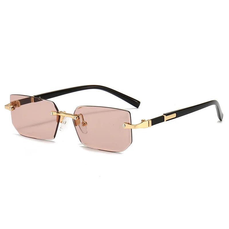 Men’s Rimless Square Sunglasses Brown Lens – The Crew