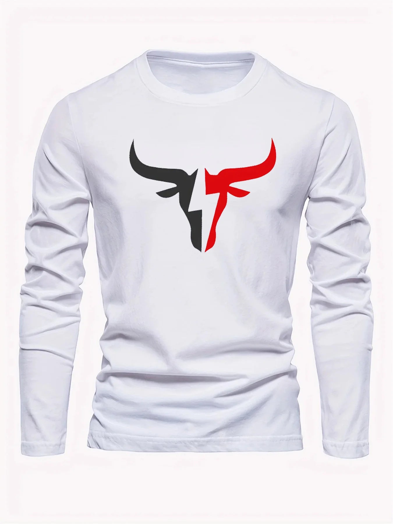 White Men’s Bull Print Cotton T-Shirt – The Crew