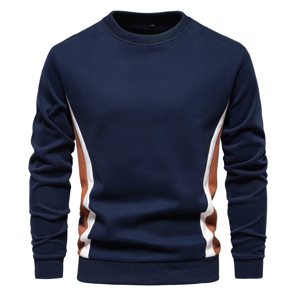 Navy blue casual sweatshirt with patches front – The Crew