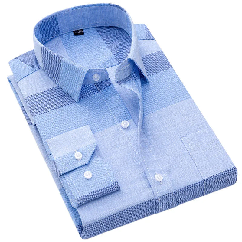 Light blue long sleeve cotton dress shirt folded – The Crew