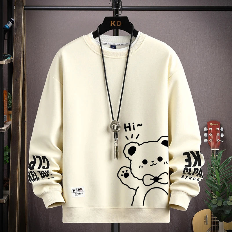 Men’s Japanese Tiger Sweatshirt Beige Color Full View – The Crew
