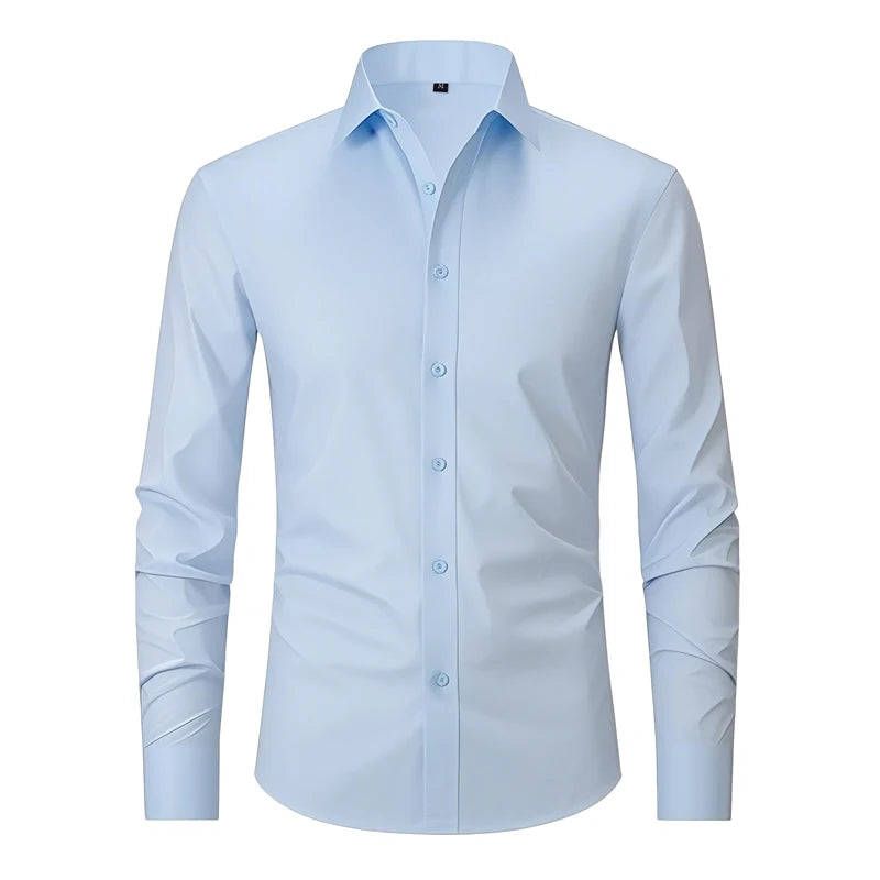 Light blue slim fit men dress shirt wrinkle free – The Crew