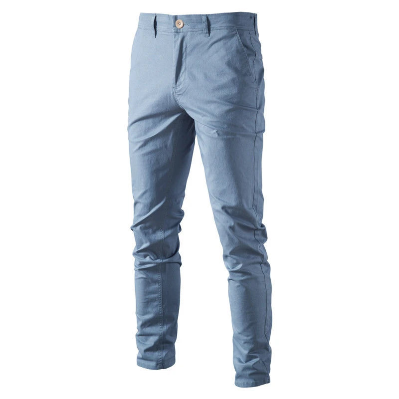 Men’s Light Blue Slim Fit Cotton Pants – The Crew