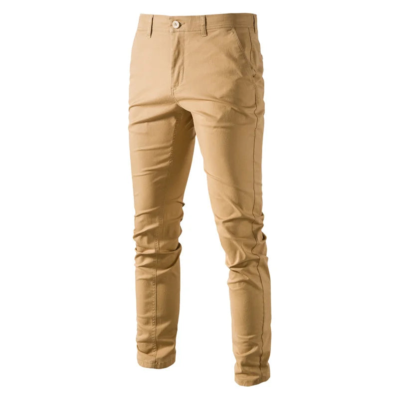Men’s Khaki Slim Fit Cotton Pants – The Crew