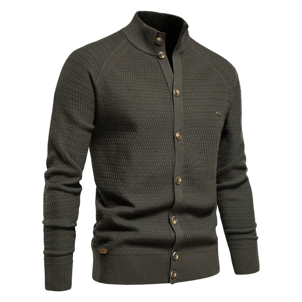 Men’s Olive Green Knit Cardigan Zipped Look – The Crew