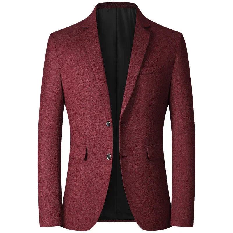 Burgundy men solid color blazer elegant style – The Crew