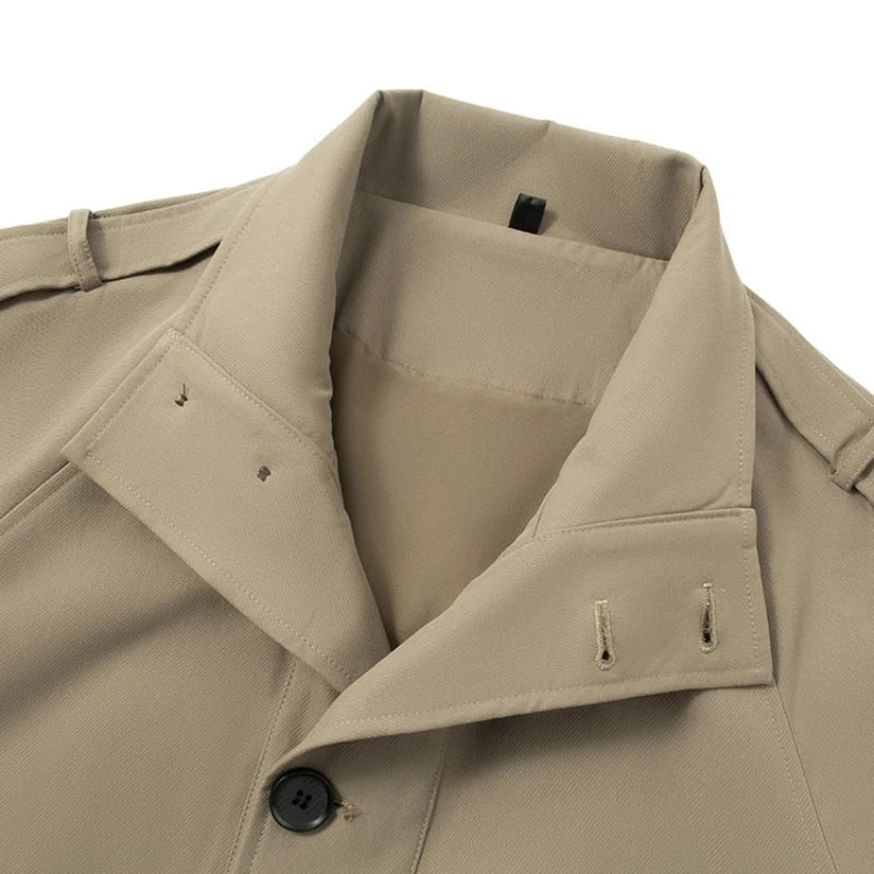 Men’s British Style Windbreaker Long Business Casual Coat - The Crew