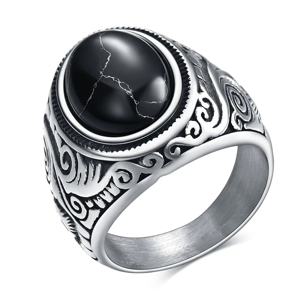 Black onyx vintage stone ring – The Crew