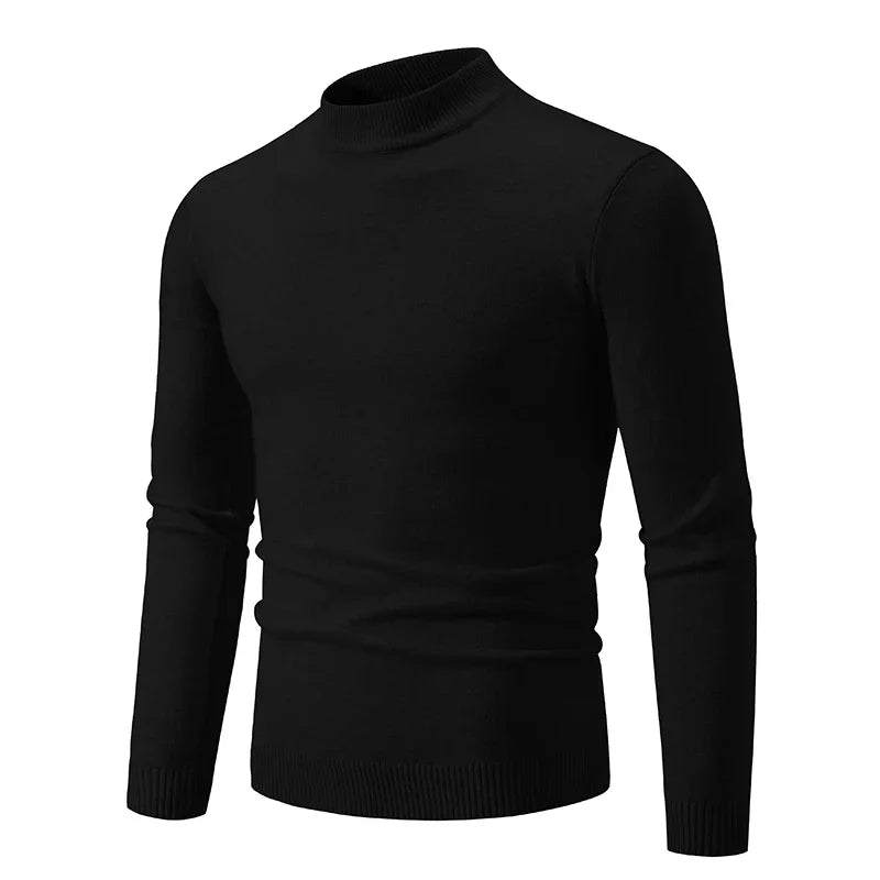 Men’s Black Mock Neck Cozy Sweater – The Crew