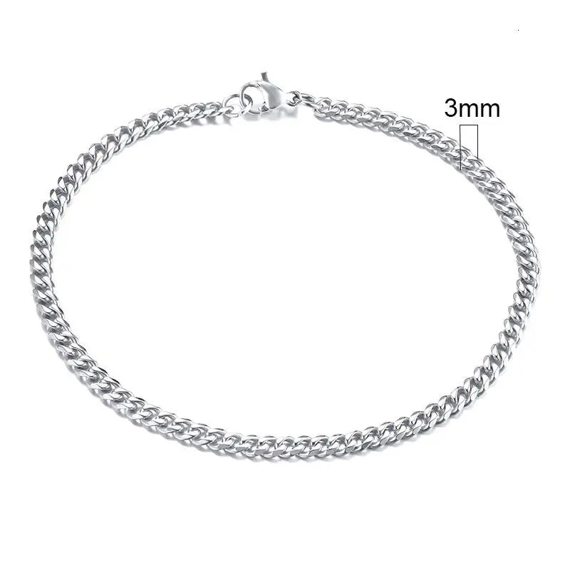 Silver Cuban link bracelet 3mm thickness – The Crew