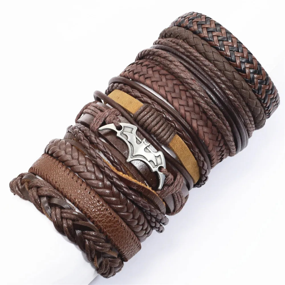 Set of 10 Leather Bracelets – Stylish & Versatile – The Crew