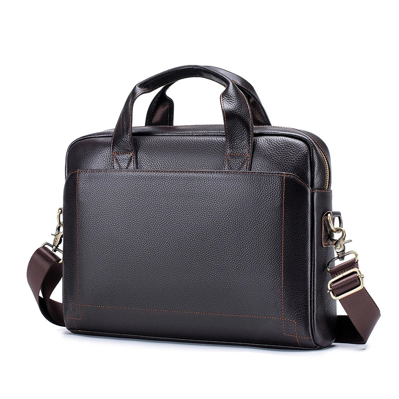 Men’s Genuine Leather Executive Bag Front View – The Crew